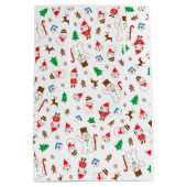Cute Doodle Karakter Kerstcadeautas Medium Cadeauzakje (Achterkant)