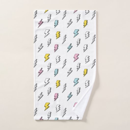 Cute Doodle Lightning Bolt Pattern Bad Handdoek (Handdoek)