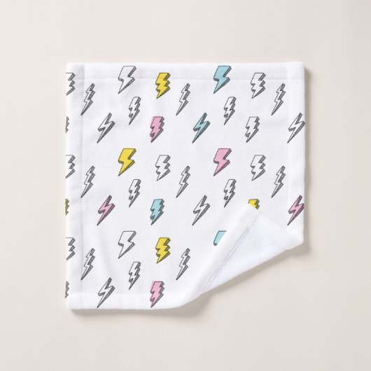 Cute Doodle Lightning Bolt Pattern Bad Handdoek (Wasdoekje)