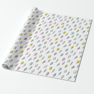 Cute Doodle Lightning Bolt Pattern Cadeaupapier
