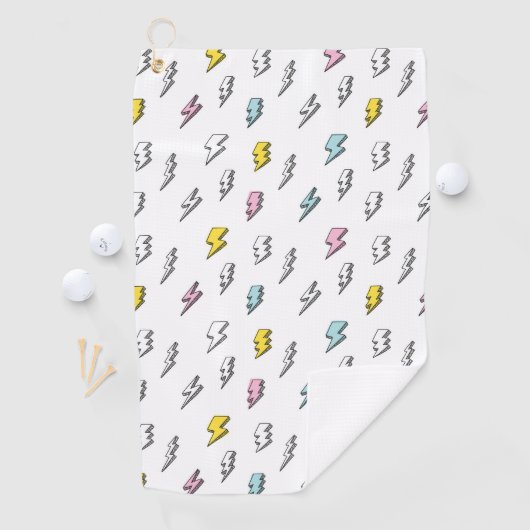 Cute Doodle Lightning Bolt Pattern Golfhanddoek (Insitu)