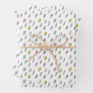 Cute Doodle Lightning Bolt Pattern Inpakpapier Vel