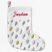 Cute Doodle Lightning Bolt Pattern Kleine Kerstsok (Voorkant)