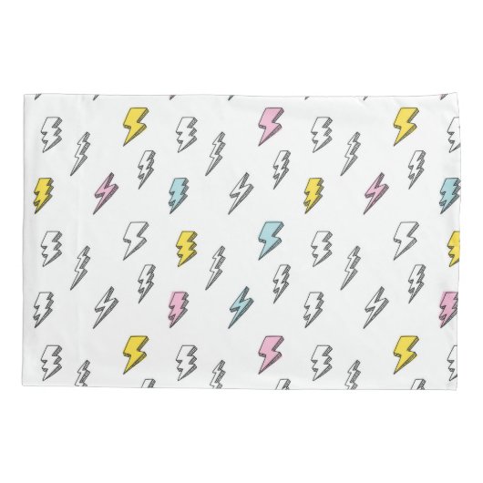 Cute Doodle Lightning Bolt Pattern Kussensloop (Achterkant)