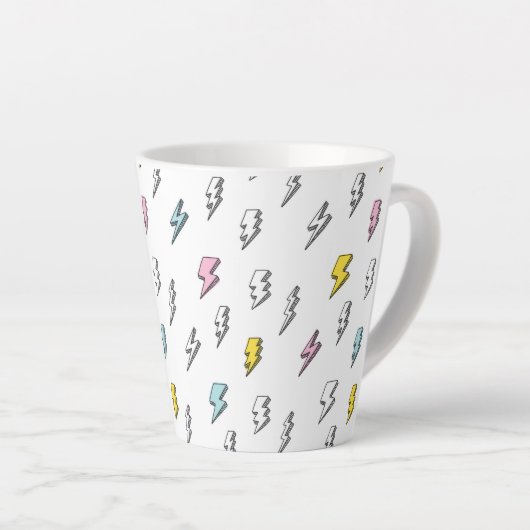 Cute Doodle Lightning Bolt Pattern Latte Mok (Rechterhoek)