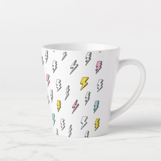 Cute Doodle Lightning Bolt Pattern Latte Mok (Rechts)
