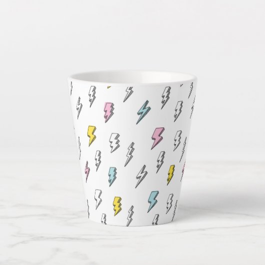 Cute Doodle Lightning Bolt Pattern Latte Mok (Voorkant)