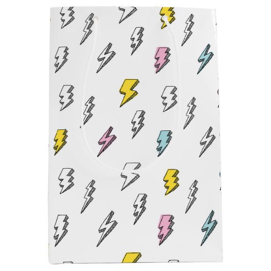 Cute Doodle Lightning Bolt Pattern Medium Cadeauzakje (Voorkant)
