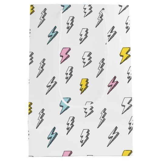 Cute Doodle Lightning Bolt Pattern Medium Cadeauzakje (Achterkant)