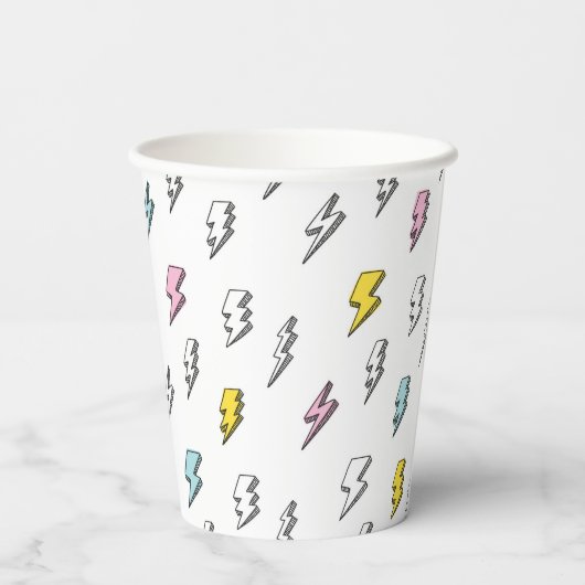 Cute Doodle Lightning Bolt Pattern Papieren Bekers (Achterkant)