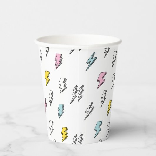 Cute Doodle Lightning Bolt Pattern Papieren Bekers (Rechts)