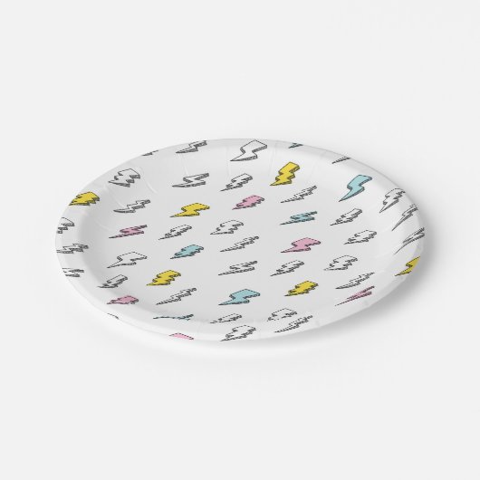 Cute Doodle Lightning Bolt Pattern Papieren Bordje (Gekanteld)