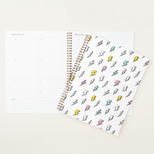 Cute Doodle Lightning Bolt Pattern Planner (Display)