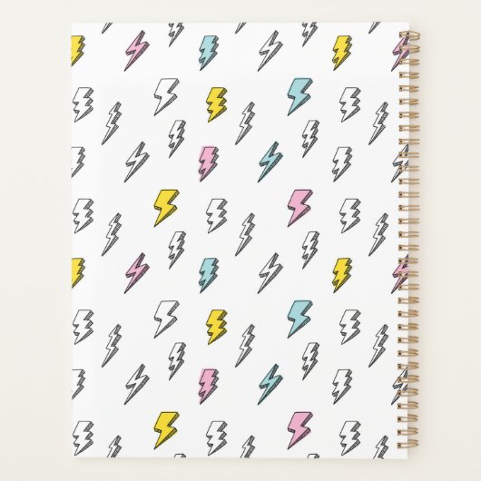 Cute Doodle Lightning Bolt Pattern Planner (Achterkant)