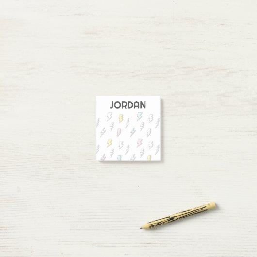 Cute Doodle Lightning Bolt Pattern Post-it® Notes (Op bureau)
