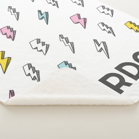 Cute Doodle Lightning Bolt Pattern Sherpa Deken (3/4)