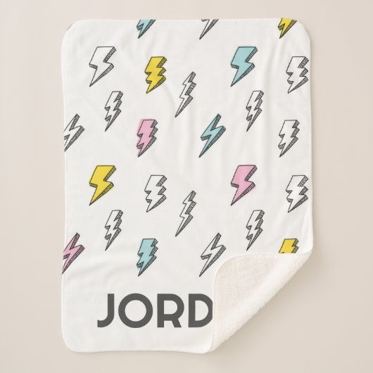 Cute Doodle Lightning Bolt Pattern Sherpa Deken (Voorkant)