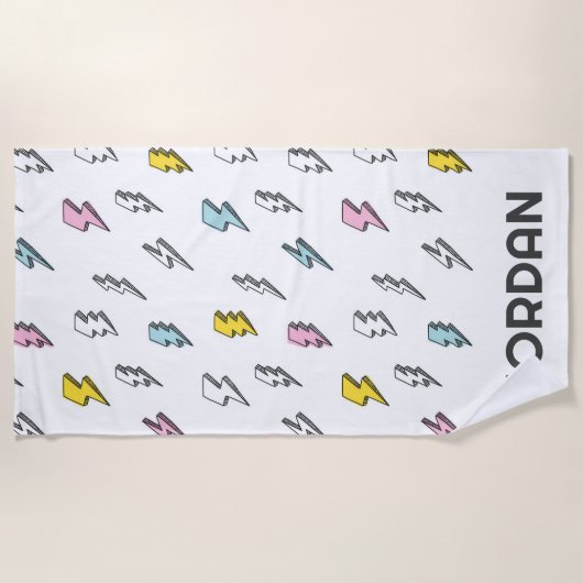 Cute Doodle Lightning Bolt Pattern Strandlaken (Voorkant)