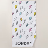 Cute Doodle Lightning Bolt Pattern Strandlaken (Voorkant)