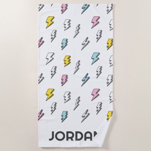 Cute Doodle Lightning Bolt Pattern Strandlaken (Voorkant)