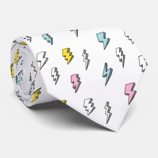 Cute Doodle Lightning Bolt Pattern Stropdas (Opgerold)