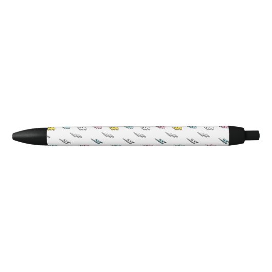 Cute Doodle Lightning Bolt Pattern Zwarte Inkt Pen (Voorkant)