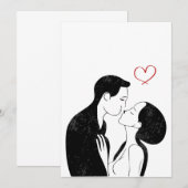 Cute Doodle Love Heart Romantic Couple Kiss Kaart (Voorkant / Achterkant)