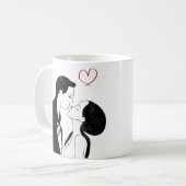 Cute Doodle Love Heart Romantic Couple Kiss Koffiemok (Voorkant links)