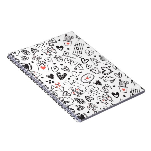 Cute Doodle Love Notebook Journal Notitieboek (Rechterzijde)