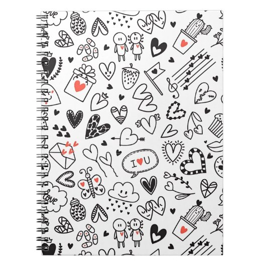 Cute Doodle Love Notebook Journal Notitieboek (Voorkant)