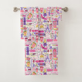 Cute Doodle Manicure Patroon Bad Handdoek (Insitu)