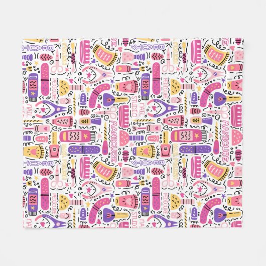 Cute Doodle Manicure Patroon Fleece Deken (Voorkant (Horizontaal))