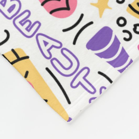 Cute Doodle Manicure Patroon Fleece Deken (Hoek)