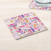 Cute Doodle Manicure Patroon Kartonnen Onderzetters (Schuin)