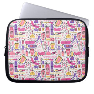 Cute Doodle Manicure Patroon Laptop Sleeve