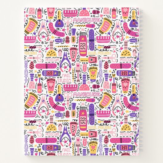 Cute Doodle Manicure Patroon Notitieboek (Achterkant)