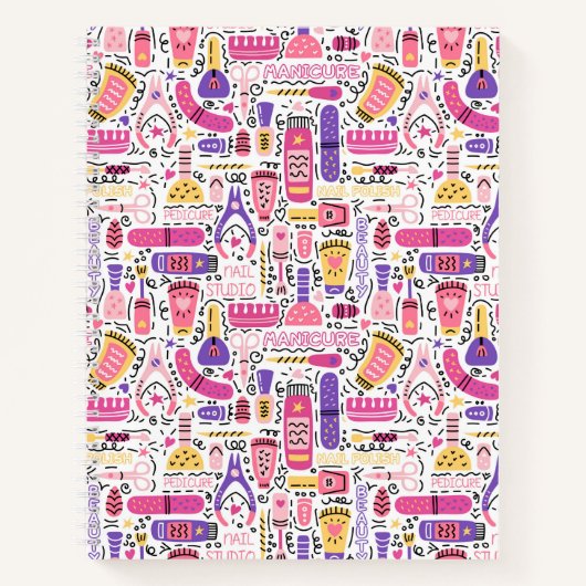 Cute Doodle Manicure Patroon Notitieboek (Voorkant)