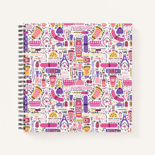 Cute Doodle Manicure Patroon Notitieboek (Voorkant)