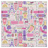 Cute Doodle Manicure Patroon Stof (Close Up)
