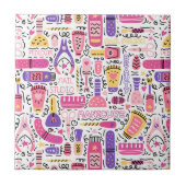 Cute Doodle Manicure Patroon Tegeltje (Voorkant)