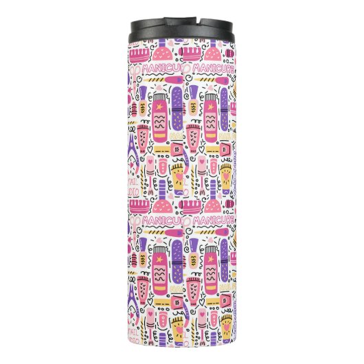 Cute Doodle Manicure Patroon Thermosbeker (Achterkant)