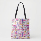 Cute Doodle Manicure Patroon Tote Bag (Voorkant)
