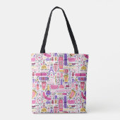 Cute Doodle Manicure Patroon Tote Bag (Achterkant)