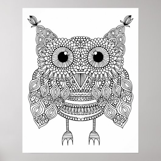 Cute Doodle Owl 2 Poster (Voorkant)