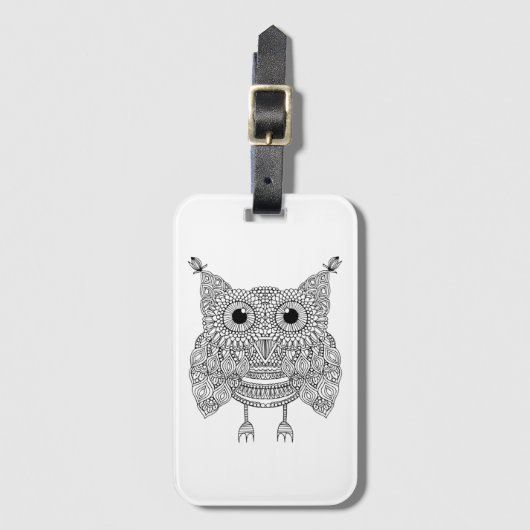 Cute Doodle Owl Bagagelabel (Voorkant (verticaal))