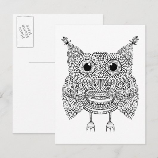 Cute Doodle Owl Briefkaart (Voorkant / Achterkant)