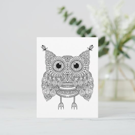 Cute Doodle Owl Briefkaart (Staand voorkant)