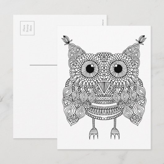 Cute Doodle Owl Briefkaart (Voorkant / Achterkant)