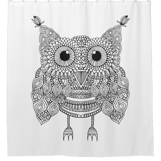 Cute Doodle Owl Douchegordijn (Voorkant)