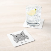 Cute Doodle Owl Kartonnen Onderzetters (Insitu)